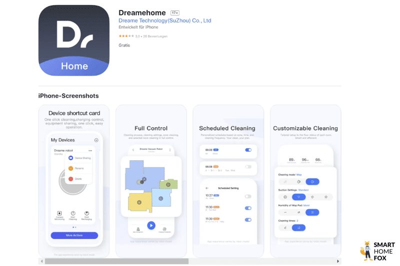 Dreame Handy App steht zum Download im App-Store zur Verfügung.